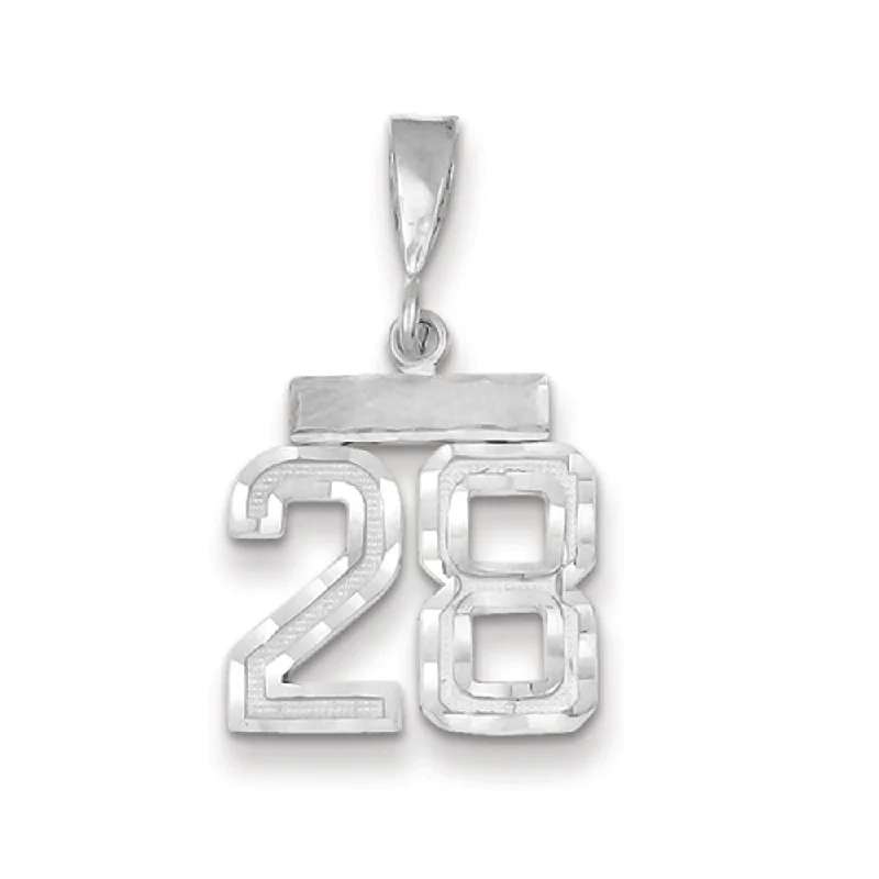 Double - Heart Pendant with Interlocking Design for Couples14k White Gold, Varsity Collection, Small D/C Pendant, Number 28 Double - Heart Pendant with Interlocking Design for Couples14k White Gold, Varsity Collection, Small D/C Pendant, Number 28