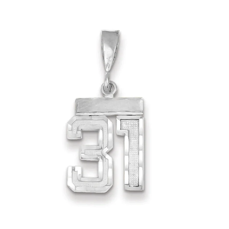 Water - Resistant Stainless Steel Diving - Themed Pendant for Divers14k White Gold, Varsity Collection, Small D/C Pendant, Number 31