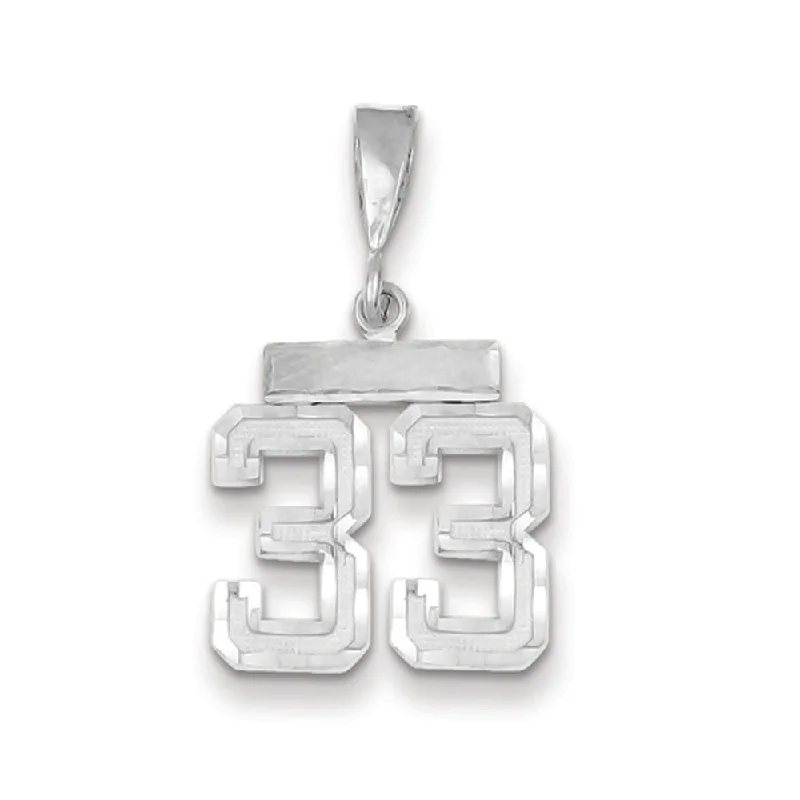 Military - Inspired Dog Tag Pendant with Engraved Service Numbers14k White Gold, Varsity Collection, Small D/C Pendant, Number 33 Military - Inspired Dog Tag Pendant with Engraved Service Numbers14k White Gold, Varsity Collection, Small D/C Pendant, Number 33