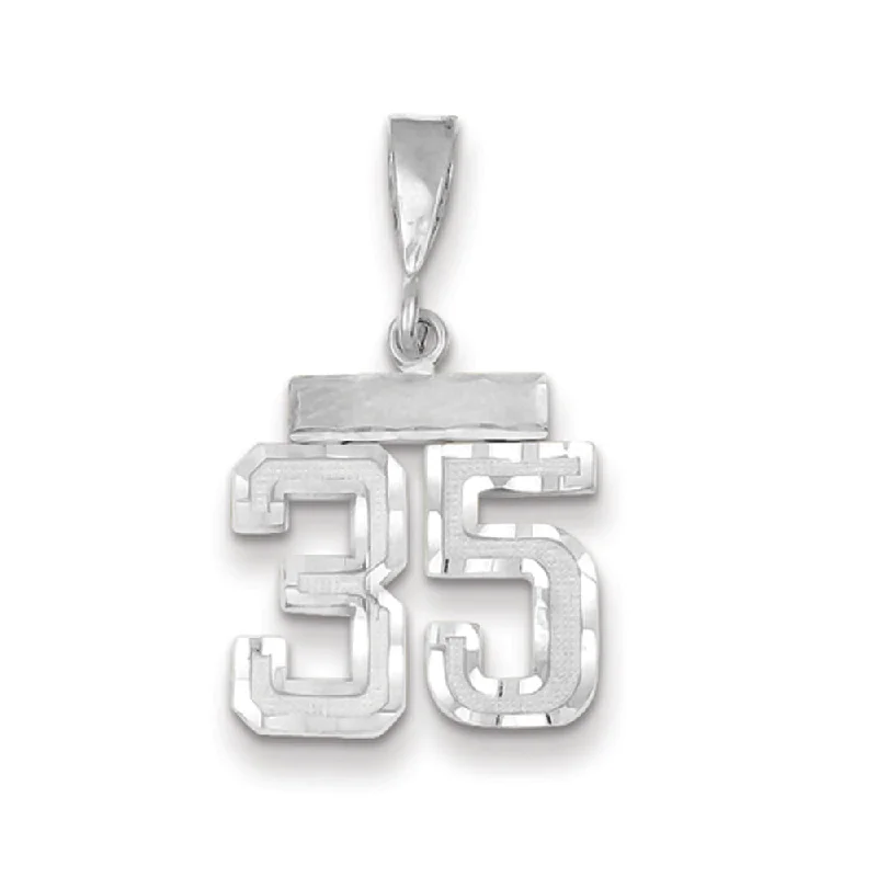 Mother - of - Pearl Inlaid Seahorse Pendant for Beach Lovers14k White Gold, Varsity Collection, Small D/C Pendant, Number 35 Mother - of - Pearl Inlaid Seahorse Pendant for Beach Lovers14k White Gold, Varsity Collection, Small D/C Pendant, Number 35