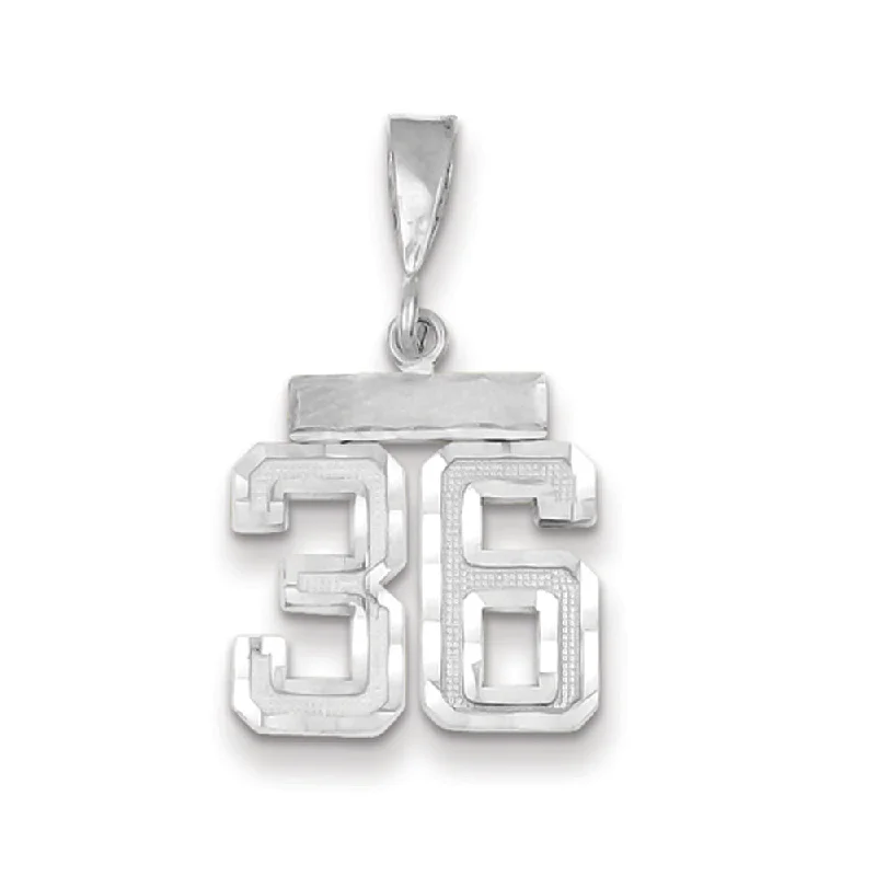 Customized Birthstone Pendant with Engraved Name for a Personalized Touch14k White Gold, Varsity Collection, Small D/C Pendant, Number 36 Customized Birthstone Pendant with Engraved Name for a Personalized Touch14k White Gold, Varsity Collection, Small D/C Pendant, Number 36