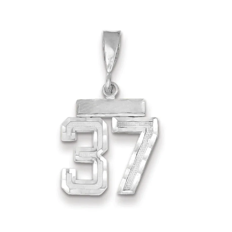Water - Resistant Stainless Steel Diving - Themed Pendant for Divers14k White Gold, Varsity Collection, Small D/C Pendant, Number 37 Water - Resistant Stainless Steel Diving - Themed Pendant for Divers14k White Gold, Varsity Collection, Small D/C Pendant, Number 37