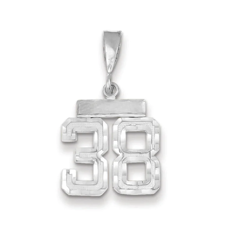 Handmade Leather - Wrapped Crystal Pendant for a Bohemian Aesthetic14k White Gold, Varsity Collection, Small D/C Pendant, Number 38 Handmade Leather - Wrapped Crystal Pendant for a Bohemian Aesthetic14k White Gold, Varsity Collection, Small D/C Pendant, Number 38