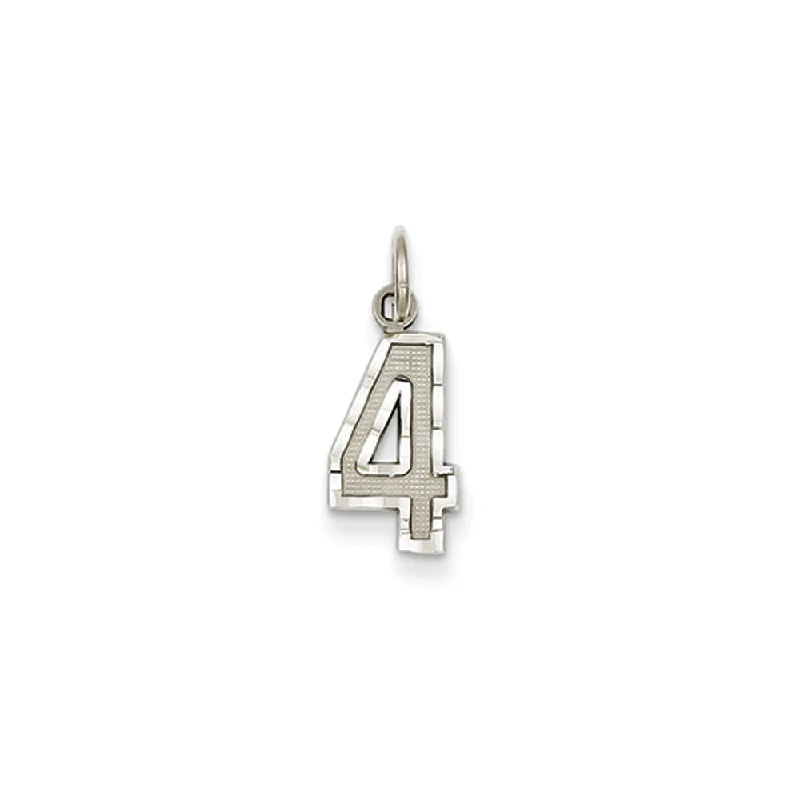 Laser - Cut Woodland Scene Pendant for Nature Enthusiasts14k White Gold, Varsity Collection, Small D/C Pendant, Number 4 Laser - Cut Woodland Scene Pendant for Nature Enthusiasts14k White Gold, Varsity Collection, Small D/C Pendant, Number 4