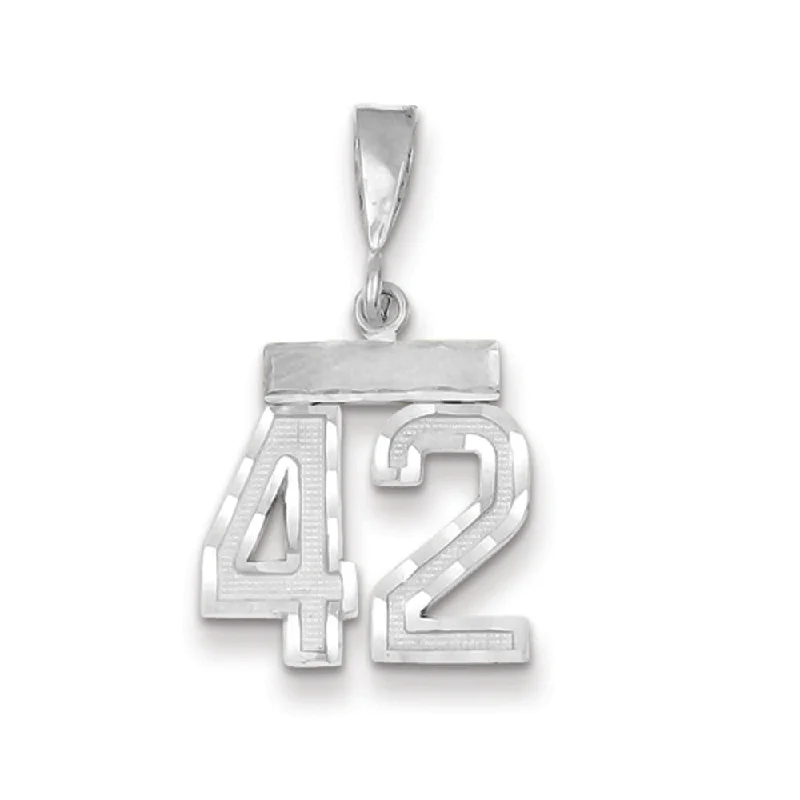 Customized Birthstone Pendant with Engraved Name for a Personalized Touch14k White Gold, Varsity Collection, Small D/C Pendant, Number 42 Customized Birthstone Pendant with Engraved Name for a Personalized Touch14k White Gold, Varsity Collection, Small D/C Pendant, Number 42