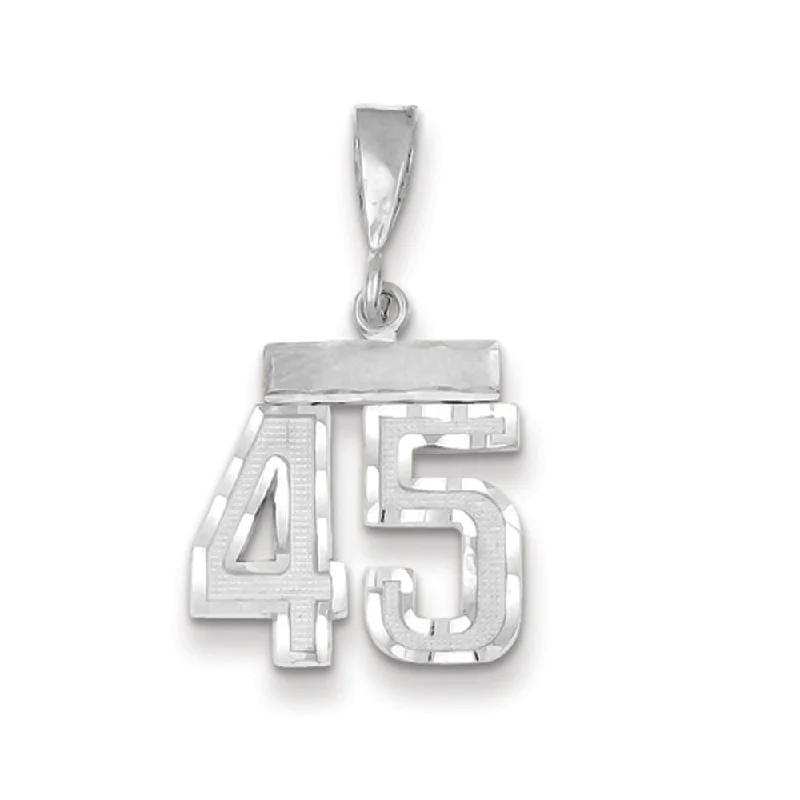 Handmade Leather - Wrapped Crystal Pendant for a Bohemian Aesthetic14k White Gold, Varsity Collection, Small D/C Pendant, Number 45 Handmade Leather - Wrapped Crystal Pendant for a Bohemian Aesthetic14k White Gold, Varsity Collection, Small D/C Pendant, Number 45