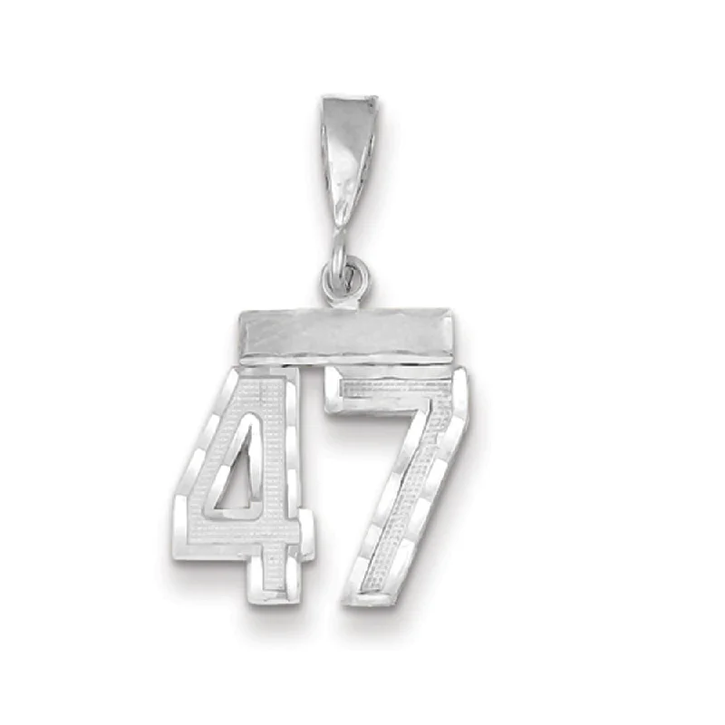 Laser - Cut Woodland Scene Pendant for Nature Enthusiasts14k White Gold, Varsity Collection, Small D/C Pendant, Number 47 Laser - Cut Woodland Scene Pendant for Nature Enthusiasts14k White Gold, Varsity Collection, Small D/C Pendant, Number 47