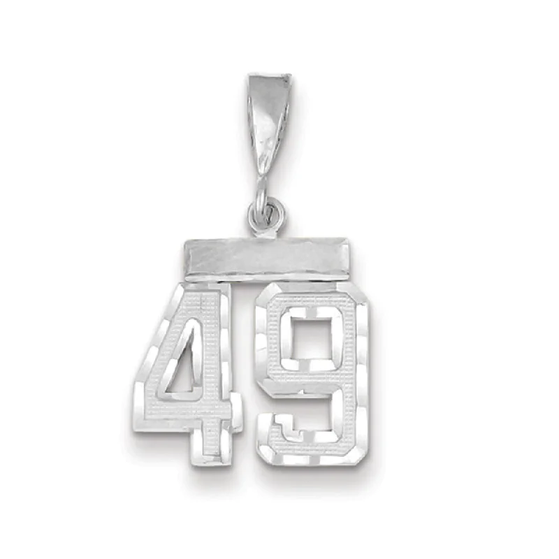 Hand - Carved Jade Buddha Pendant for Spiritual and Cultural Significance14k White Gold, Varsity Collection, Small D/C Pendant, Number 49 Hand - Carved Jade Buddha Pendant for Spiritual and Cultural Significance14k White Gold, Varsity Collection, Small D/C Pendant, Number 49