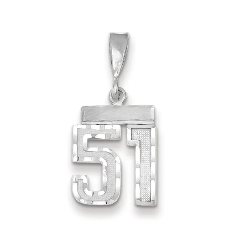 Laser - Cut Woodland Scene Pendant for Nature Enthusiasts14k White Gold, Varsity Collection, Small D/C Pendant, Number 51 Laser - Cut Woodland Scene Pendant for Nature Enthusiasts14k White Gold, Varsity Collection, Small D/C Pendant, Number 51