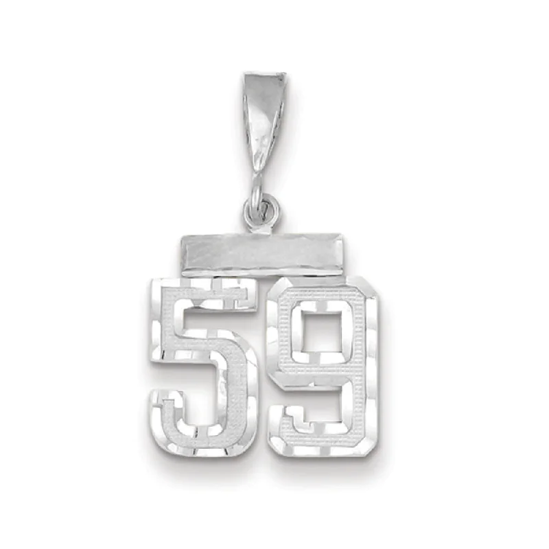 Magnetic - Locking Pendant with Hidden Compartment for Secret Messages14k White Gold, Varsity Collection, Small D/C Pendant, Number 59 Magnetic - Locking Pendant with Hidden Compartment for Secret Messages14k White Gold, Varsity Collection, Small D/C Pendant, Number 59
