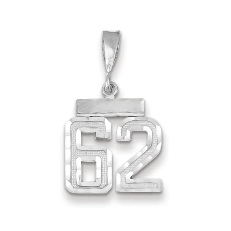 Retro - Inspired Art Deco - Patterned Pendant in Silver for Vintage Lovers14k White Gold, Varsity Collection, Small D/C Pendant, Number 62 Retro - Inspired Art Deco - Patterned Pendant in Silver for Vintage Lovers14k White Gold, Varsity Collection, Small D/C Pendant, Number 62
