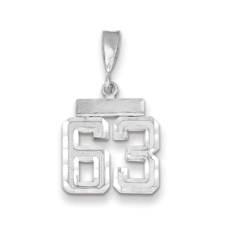 Military - Inspired Dog Tag Pendant with Engraved Service Numbers14k White Gold, Varsity Collection, Small D/C Pendant, Number 63 Military - Inspired Dog Tag Pendant with Engraved Service Numbers14k White Gold, Varsity Collection, Small D/C Pendant, Number 63