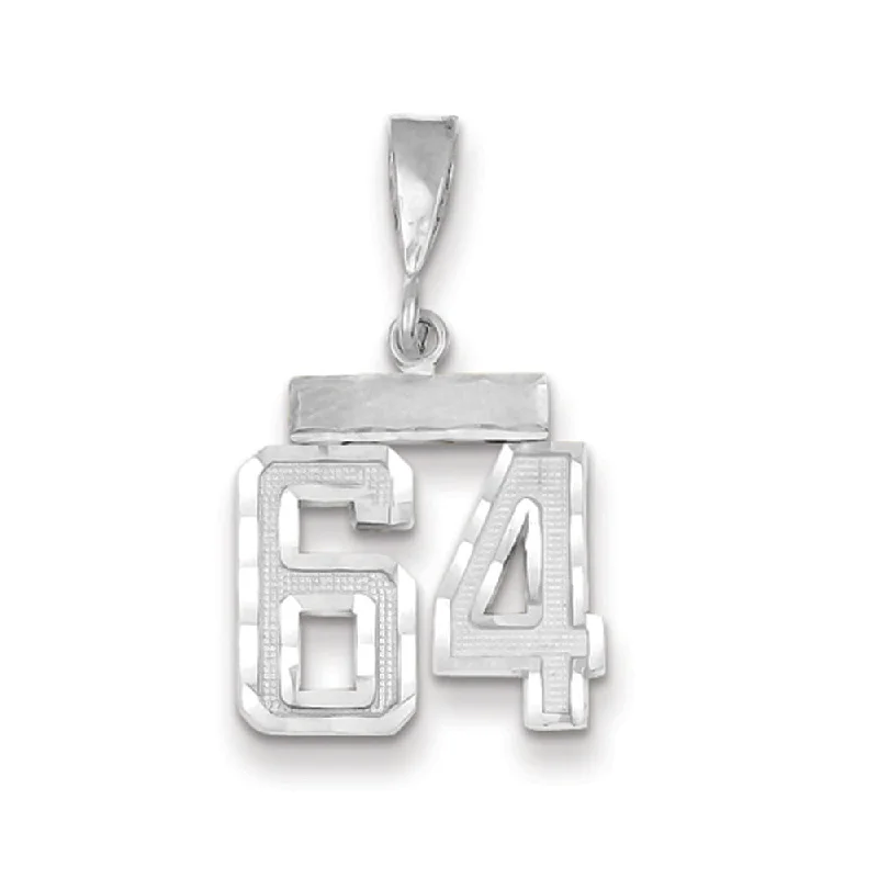 Glow - in - the - Dark Starry Sky Pendant for Nighttime Adventures14k White Gold, Varsity Collection, Small D/C Pendant, Number 64 Glow - in - the - Dark Starry Sky Pendant for Nighttime Adventures14k White Gold, Varsity Collection, Small D/C Pendant, Number 64