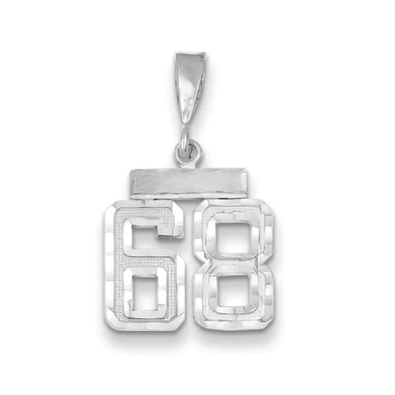 Adjustable - Chain Cubic Zirconia Solitaire Pendant for a Sparkling Gift14k White Gold, Varsity Collection, Small D/C Pendant, Number 68 Adjustable - Chain Cubic Zirconia Solitaire Pendant for a Sparkling Gift14k White Gold, Varsity Collection, Small D/C Pendant, Number 68