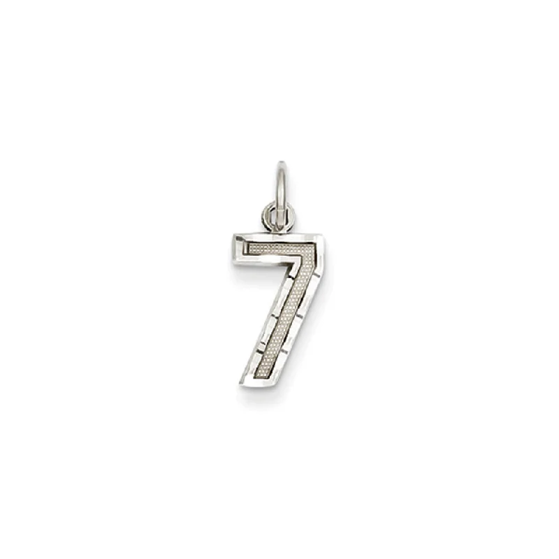 Double - Heart Pendant with Interlocking Design for Couples14k White Gold, Varsity Collection, Small D/C Pendant, Number 7 Double - Heart Pendant with Interlocking Design for Couples14k White Gold, Varsity Collection, Small D/C Pendant, Number 7
