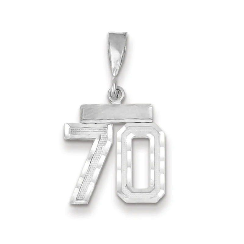 Magnetic - Locking Pendant with Hidden Compartment for Secret Messages14k White Gold, Varsity Collection, Small D/C Pendant, Number 70 Magnetic - Locking Pendant with Hidden Compartment for Secret Messages14k White Gold, Varsity Collection, Small D/C Pendant, Number 70