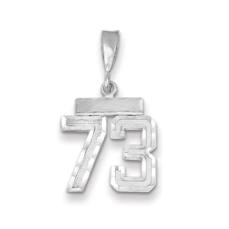 Adjustable - Chain Cubic Zirconia Solitaire Pendant for a Sparkling Gift14k White Gold, Varsity Collection, Small D/C Pendant, Number 73 Adjustable - Chain Cubic Zirconia Solitaire Pendant for a Sparkling Gift14k White Gold, Varsity Collection, Small D/C Pendant, Number 73