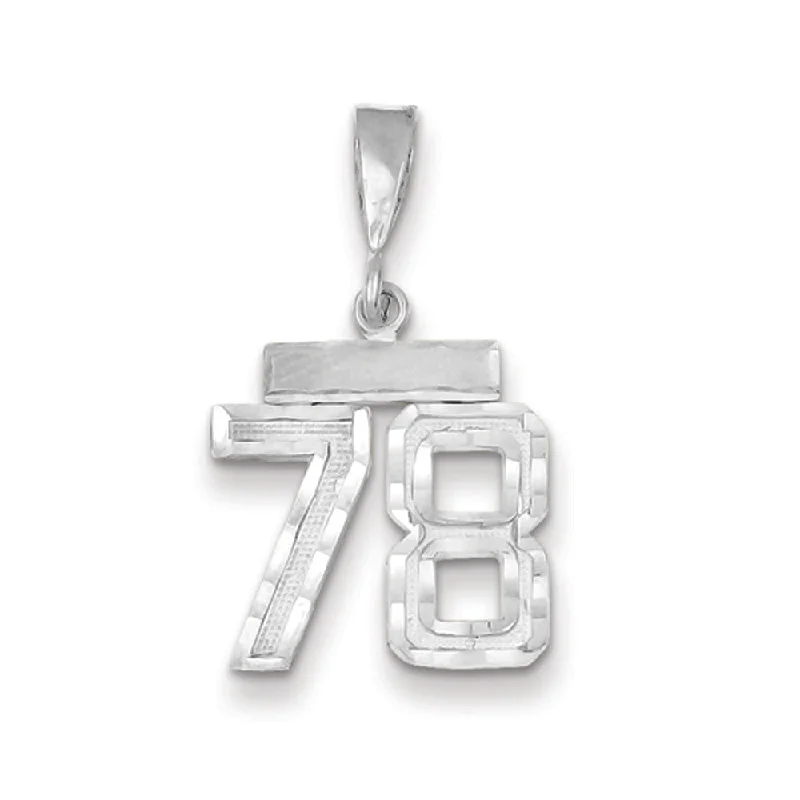 Water - Resistant Stainless Steel Diving - Themed Pendant for Divers14k White Gold, Varsity Collection, Small D/C Pendant, Number 78