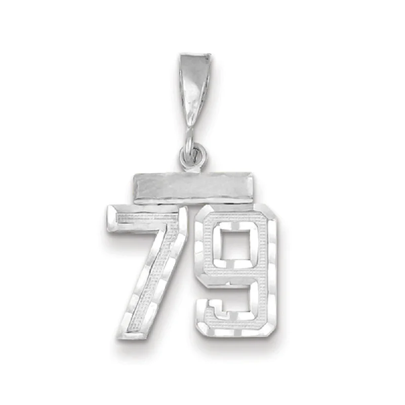Handmade Leather - Wrapped Crystal Pendant for a Bohemian Aesthetic14k White Gold, Varsity Collection, Small D/C Pendant, Number 79 Handmade Leather - Wrapped Crystal Pendant for a Bohemian Aesthetic14k White Gold, Varsity Collection, Small D/C Pendant, Number 79