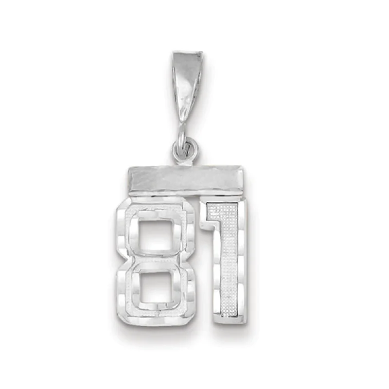 Customized Birthstone Pendant with Engraved Name for a Personalized Touch14k White Gold, Varsity Collection, Small D/C Pendant, Number 81 Customized Birthstone Pendant with Engraved Name for a Personalized Touch14k White Gold, Varsity Collection, Small D/C Pendant, Number 81