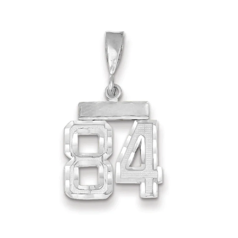 Military - Inspired Dog Tag Pendant with Engraved Service Numbers14k White Gold, Varsity Collection, Small D/C Pendant, Number 84 Military - Inspired Dog Tag Pendant with Engraved Service Numbers14k White Gold, Varsity Collection, Small D/C Pendant, Number 84