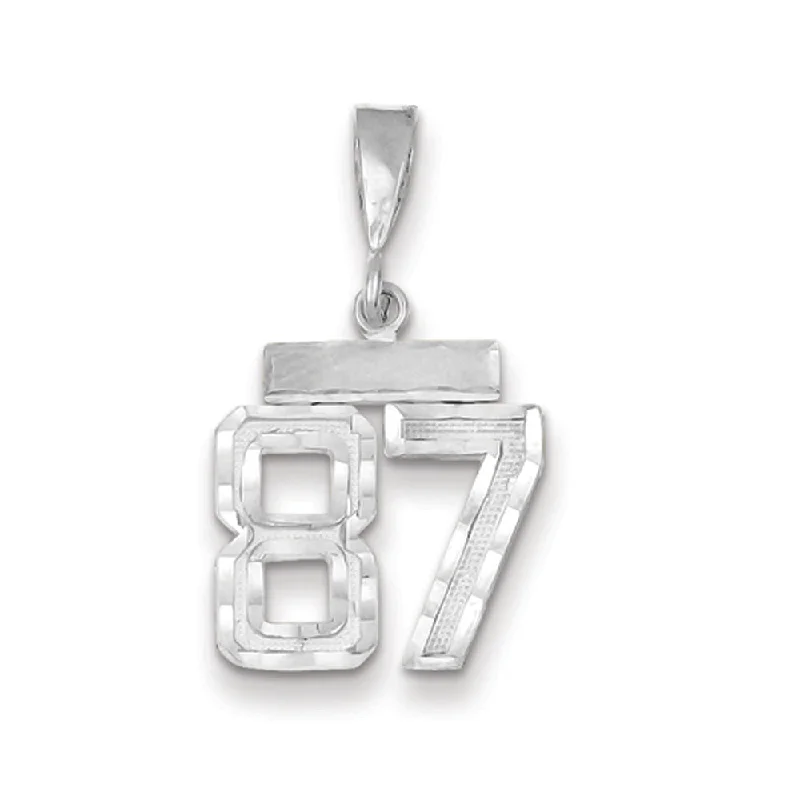 Water - Resistant Stainless Steel Diving - Themed Pendant for Divers14k White Gold, Varsity Collection, Small D/C Pendant, Number 87