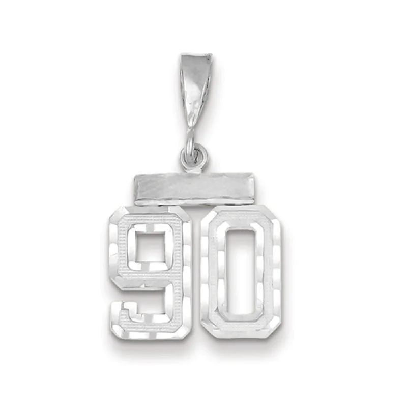 Magnetic - Locking Pendant with Hidden Compartment for Secret Messages14k White Gold, Varsity Collection, Small D/C Pendant, Number 90 Magnetic - Locking Pendant with Hidden Compartment for Secret Messages14k White Gold, Varsity Collection, Small D/C Pendant, Number 90