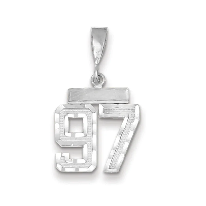 18K Gold - Plated Angel Wing Pendant for a Symbolic and Elegant Accessory14k White Gold, Varsity Collection, Small D/C Pendant, Number 97 18K Gold - Plated Angel Wing Pendant for a Symbolic and Elegant Accessory14k White Gold, Varsity Collection, Small D/C Pendant, Number 97