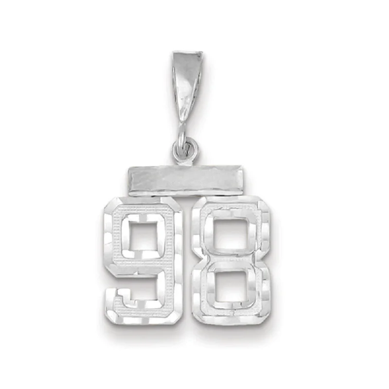 Water - Resistant Stainless Steel Diving - Themed Pendant for Divers14k White Gold, Varsity Collection, Small D/C Pendant, Number 98