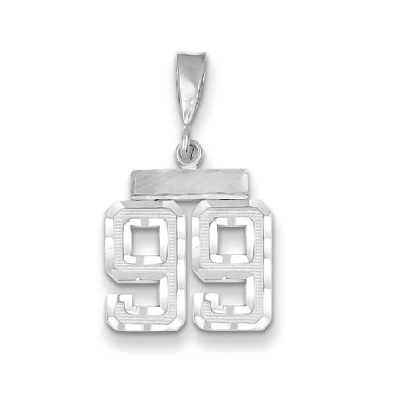 Adjustable - Chain Cubic Zirconia Solitaire Pendant for a Sparkling Gift14k White Gold, Varsity Collection, Small D/C Pendant, Number 99 Adjustable - Chain Cubic Zirconia Solitaire Pendant for a Sparkling Gift14k White Gold, Varsity Collection, Small D/C Pendant, Number 99