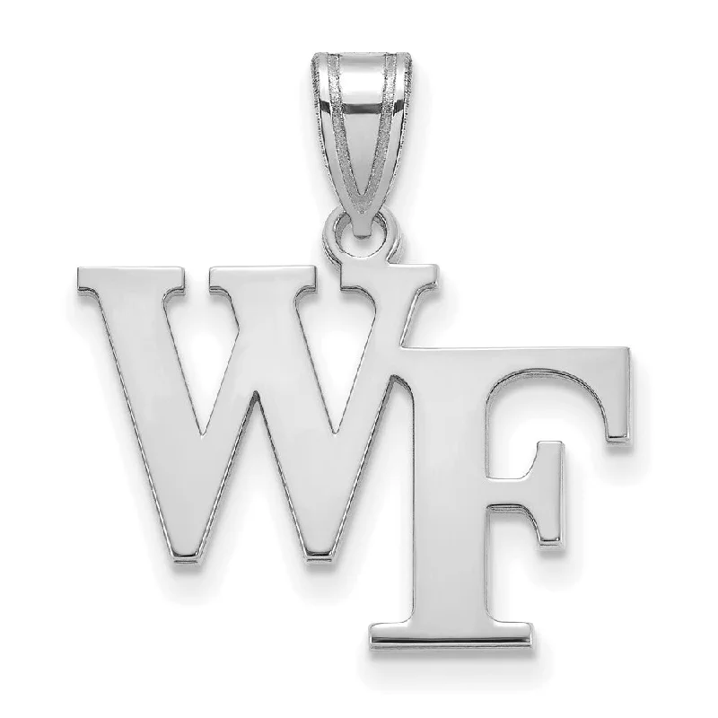 Rhinestone - Encrusted Crown Pendant for Little Girls' Dress - Up14k White Gold Wake Forest U. Medium 'WF' Pendant Rhinestone - Encrusted Crown Pendant for Little Girls' Dress - Up14k White Gold Wake Forest U. Medium 'WF' Pendant