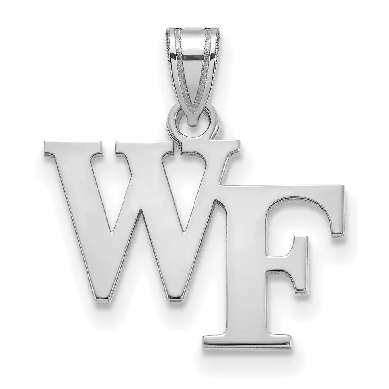 Adjustable - Chain Cubic Zirconia Solitaire Pendant for a Sparkling Gift14k White Gold Wake Forest U. Small 'WF' Pendant