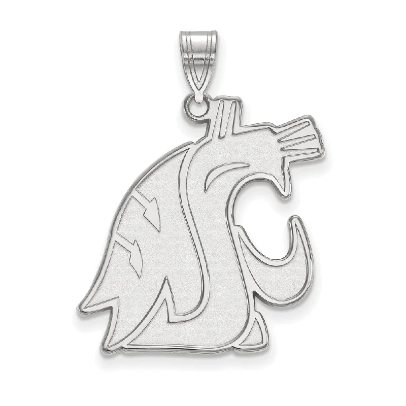 Handmade Leather - Wrapped Crystal Pendant for a Bohemian Aesthetic14k White Gold Washington State XL Mascot Pendant Handmade Leather - Wrapped Crystal Pendant for a Bohemian Aesthetic14k White Gold Washington State XL Mascot Pendant