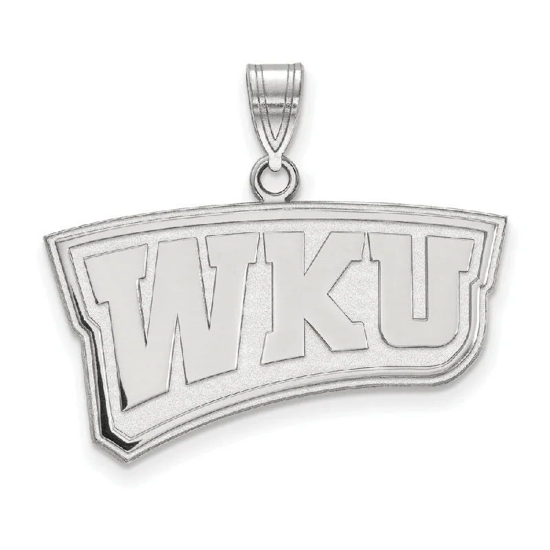 Rhinestone - Encrusted Crown Pendant for Little Girls' Dress - Up14k White Gold Western Kentucky U. Large 'WKU' Pendant Rhinestone - Encrusted Crown Pendant for Little Girls' Dress - Up14k White Gold Western Kentucky U. Large 'WKU' Pendant