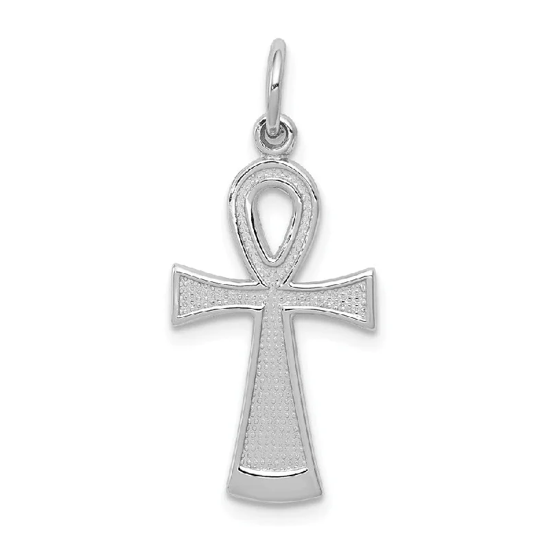 Adjustable - Chain Cubic Zirconia Solitaire Pendant for a Sparkling Gift14k White or Yellow Gold Textured Ankh Cross Pendant, 12 x 28mm Adjustable - Chain Cubic Zirconia Solitaire Pendant for a Sparkling Gift14k White or Yellow Gold Textured Ankh Cross Pendant, 12 x 28mm