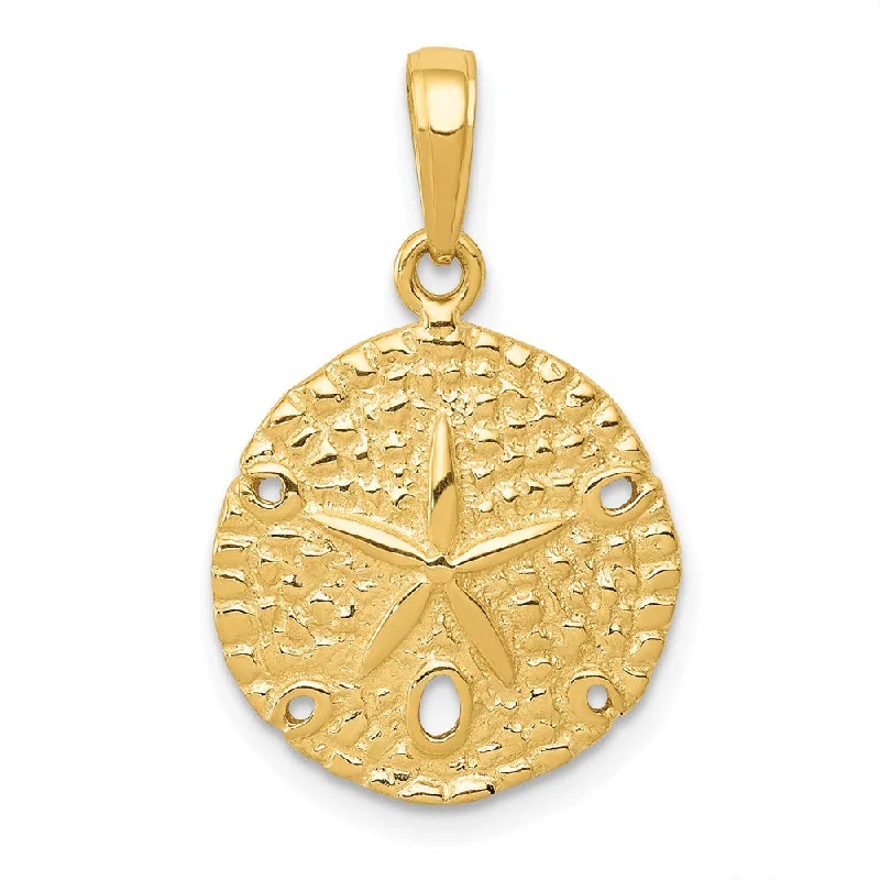 14k Yellow Gold 16mm Textured Sand Dollar Pendant