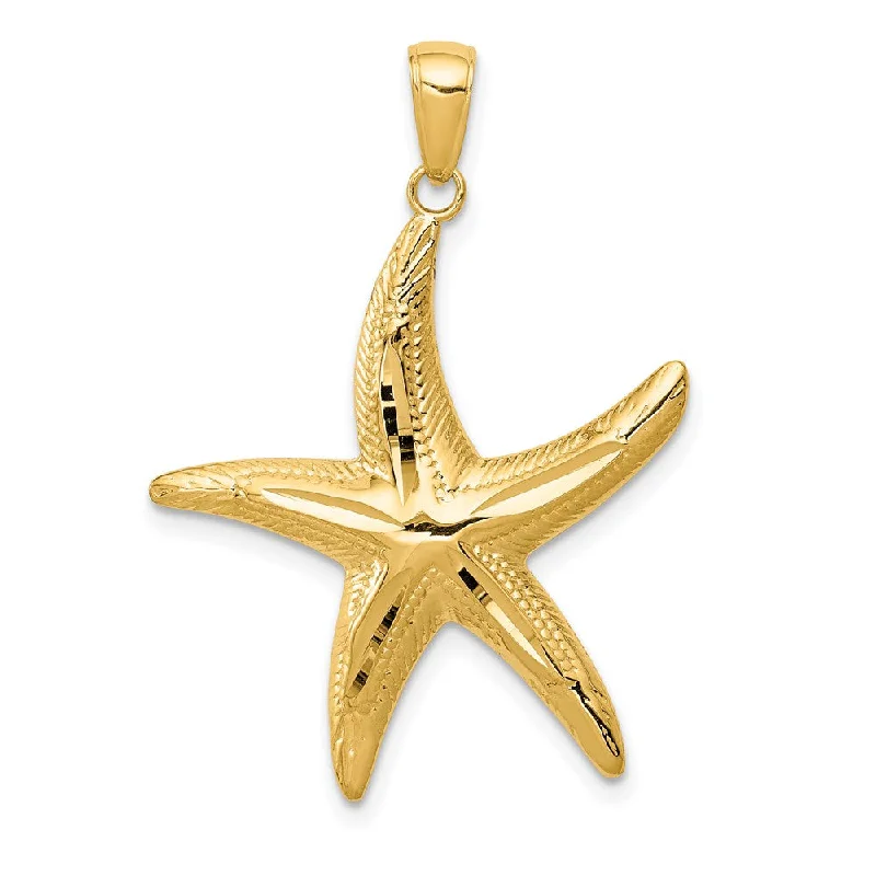 Rhinestone - Encrusted Crown Pendant for Little Girls' Dress - Up14k Yellow Gold 25mm Diamond Cut Starfish Pendant Rhinestone - Encrusted Crown Pendant for Little Girls' Dress - Up14k Yellow Gold 25mm Diamond Cut Starfish Pendant