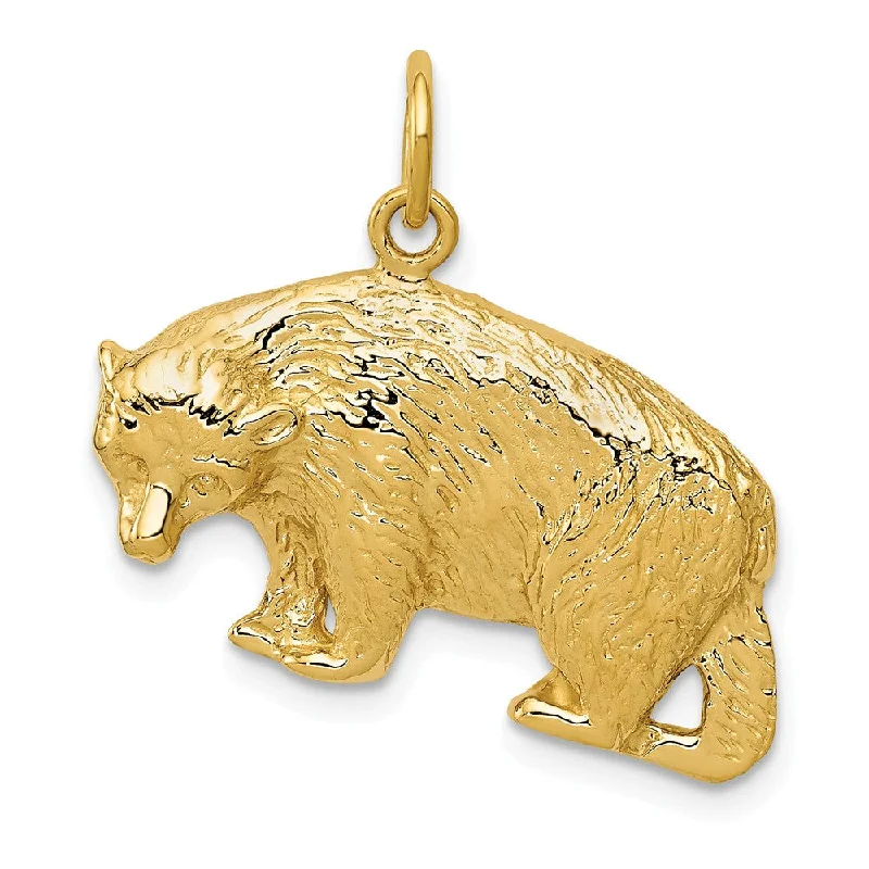 Customized Birthstone Pendant with Engraved Name for a Personalized Touch14k Yellow Gold 25mm Polished Textured Bear Pendant Customized Birthstone Pendant with Engraved Name for a Personalized Touch14k Yellow Gold 25mm Polished Textured Bear Pendant