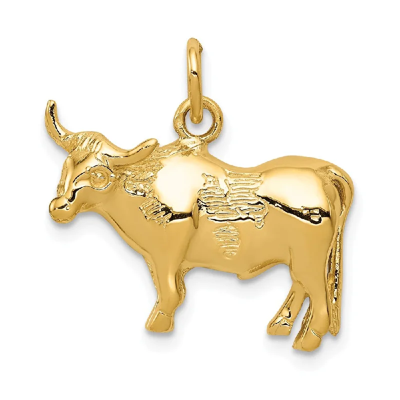 Laser - Cut Woodland Scene Pendant for Nature Enthusiasts14k Yellow Gold 2D Steer Pendant Laser - Cut Woodland Scene Pendant for Nature Enthusiasts14k Yellow Gold 2D Steer Pendant