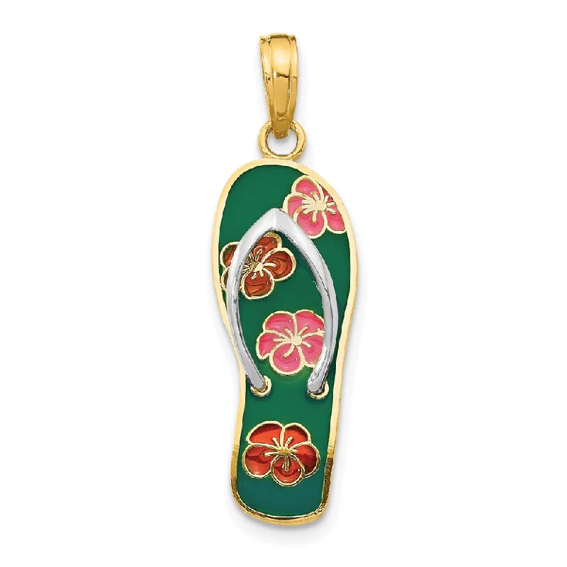 Hand - Carved Jade Buddha Pendant for Spiritual and Cultural Significance14k Yellow Gold 3D Enameled Floral Flip Flop Pendant Hand - Carved Jade Buddha Pendant for Spiritual and Cultural Significance14k Yellow Gold 3D Enameled Floral Flip Flop Pendant