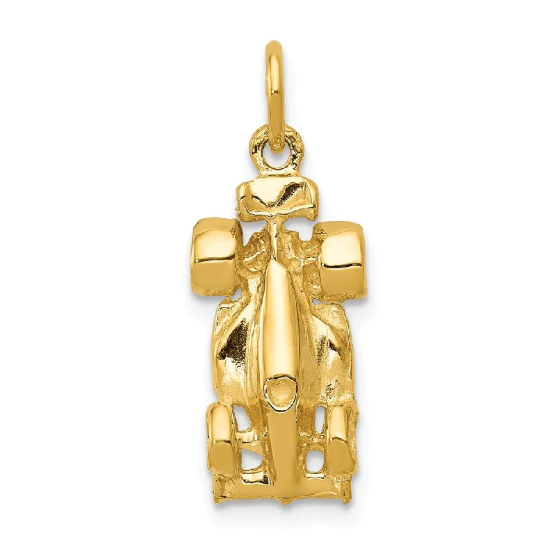 Rhinestone - Encrusted Crown Pendant for Little Girls' Dress - Up14k Yellow Gold 3D Race Car Charm Rhinestone - Encrusted Crown Pendant for Little Girls' Dress - Up14k Yellow Gold 3D Race Car Charm