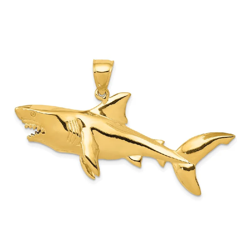 Water - Resistant Stainless Steel Diving - Themed Pendant for Divers14k Yellow Gold 3D Shark Pendant Water - Resistant Stainless Steel Diving - Themed Pendant for Divers14k Yellow Gold 3D Shark Pendant