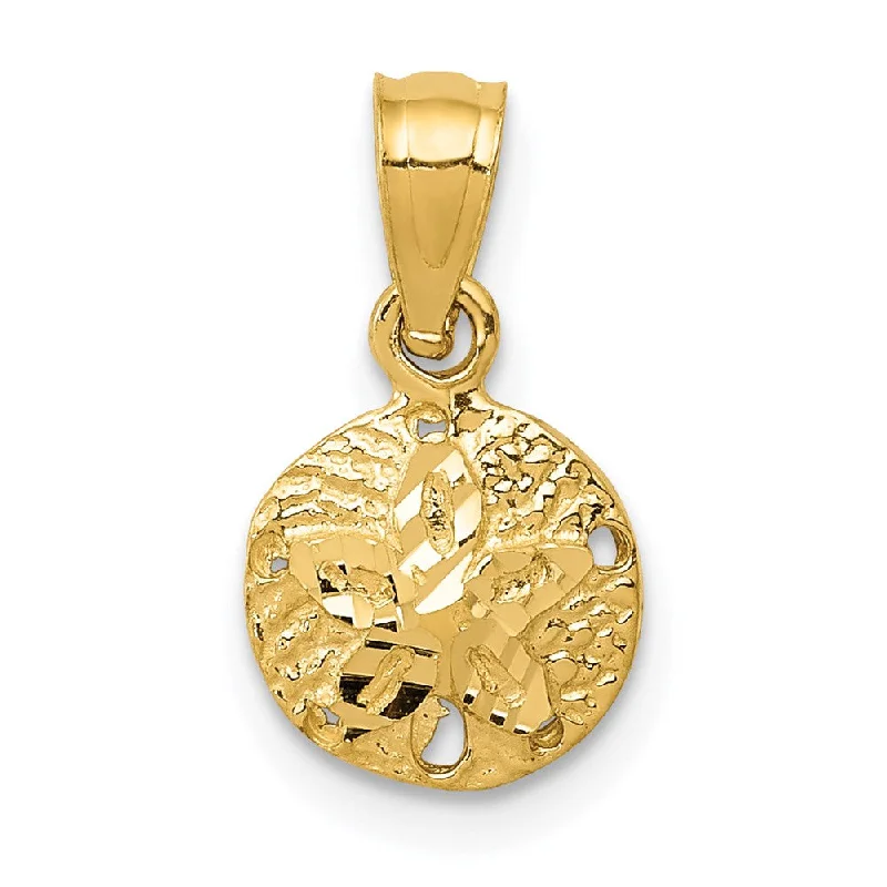 Retro - Inspired Art Deco - Patterned Pendant in Silver for Vintage Lovers14k Yellow Gold 8mm Satin and Diamond Cut Sand Dollar Pendant Retro - Inspired Art Deco - Patterned Pendant in Silver for Vintage Lovers14k Yellow Gold 8mm Satin and Diamond Cut Sand Dollar Pendant