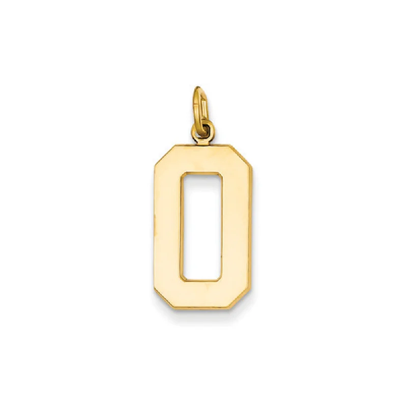 14k Yellow Gold, Athletic Collection, Large Polished Number 0 Pendant
