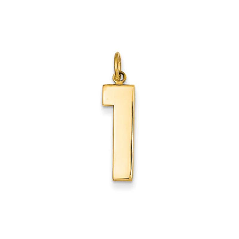 14k Yellow Gold, Athletic Collection, Large Polished Number 1 Pendant