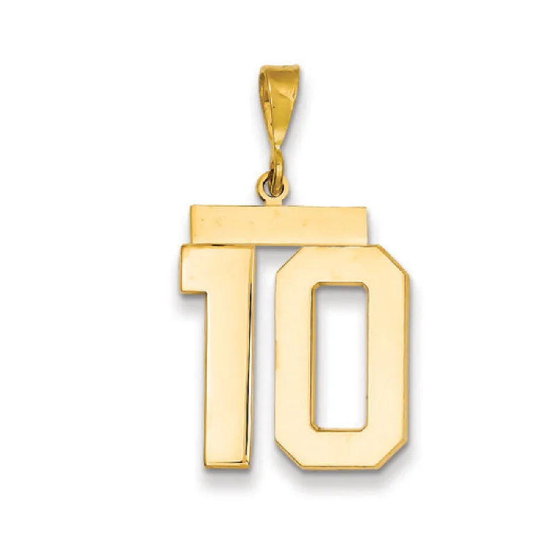 14k Yellow Gold, Athletic Collection, Large Polished Number 10 Pendant