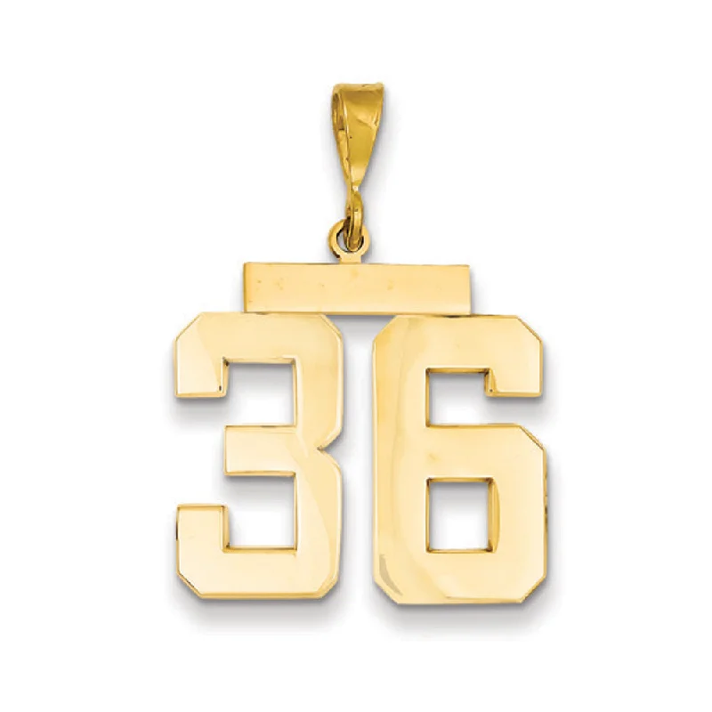 14k Yellow Gold, Athletic Collection, Large Polished Number 36 Pendant