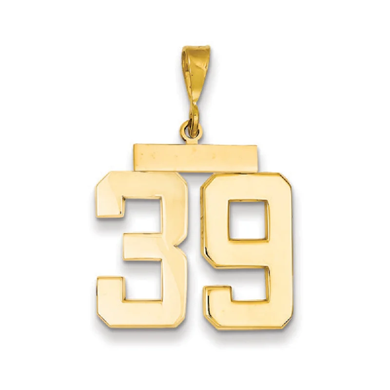 14k Yellow Gold, Athletic Collection, Large Polished Number 39 Pendant