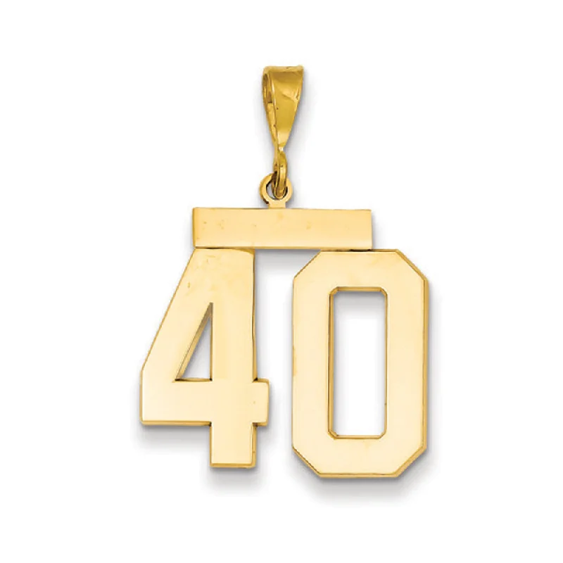 14k Yellow Gold, Athletic Collection, Large Polished Number 40 Pendant