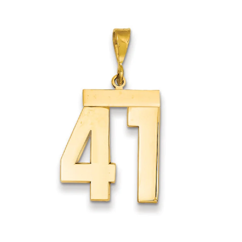 14k Yellow Gold, Athletic Collection, Large Polished Number 41 Pendant